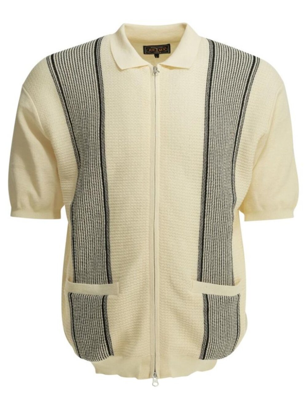 Beams Plus Textured Knit Zipper Polo Shirt Tag Size M Men